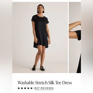 Quince Washable Silk Tee Dress in Black - SIZE XL